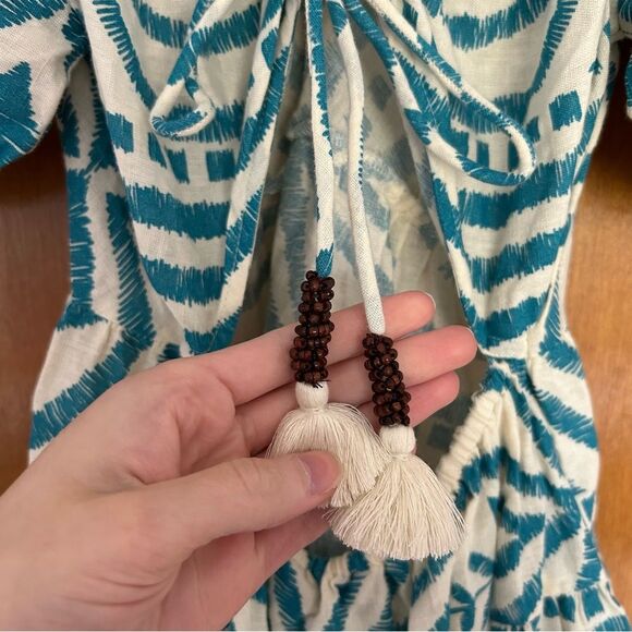 Omika Ila Mini Dress Puff Sleeves Pockets in Jolie Lagoon Size XS Vacation - Picture 13 of 15